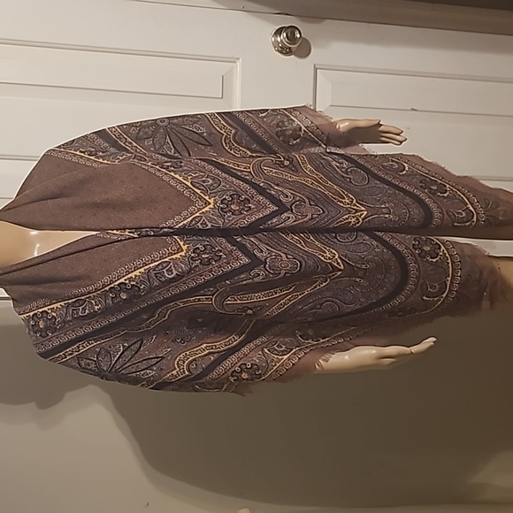 MANTERO Italian cashmere and silk   vintage paisley challis shawl 1980s - Picture 4 of 8